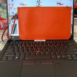Louis Vuitton Orange Epi Leather pouch GM